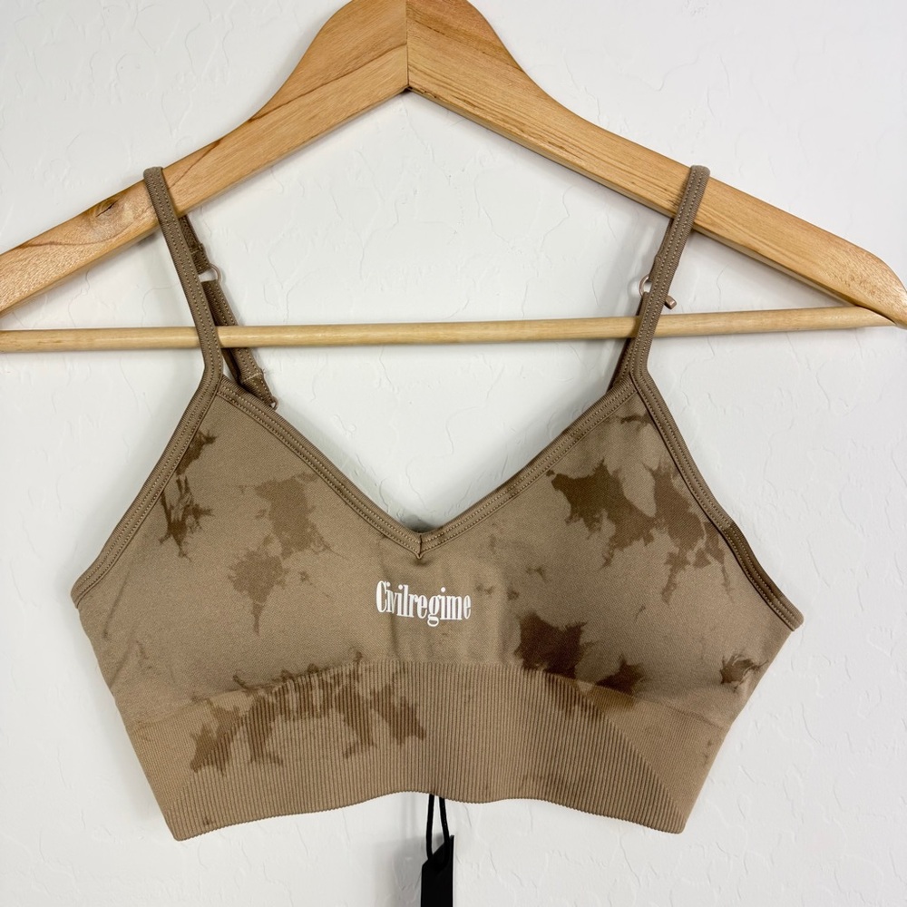 Civil Regime Tie-Dye Seamless Bralette Sports Bra Brown Size‎ Small